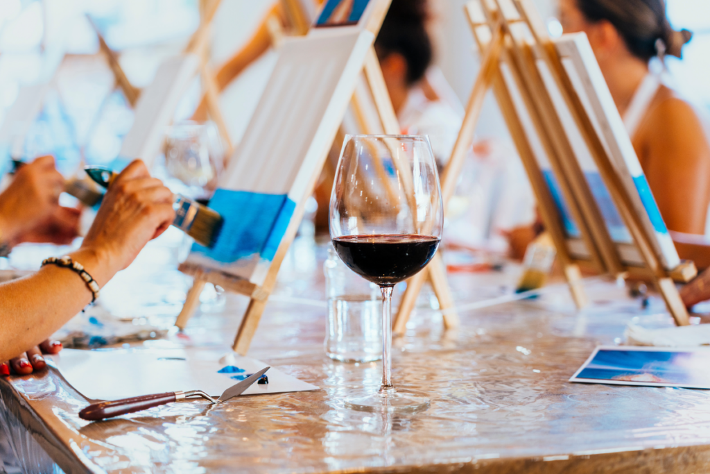 Painting and wine Adobe Visit Llano County